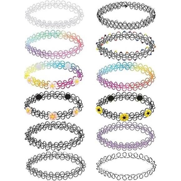 12PC Tattoo Choker Necklace for Women - 90s Choker Necklaces - Picture 8 of 8